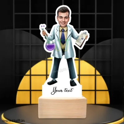Chemist man caricature, unique present for chemist