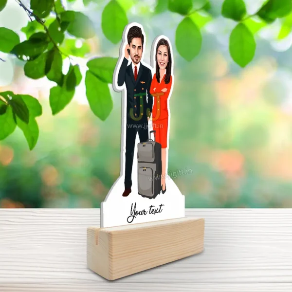 Gift for pilot and cabin crew , Caricature present for pilot and air hostess - Image 2