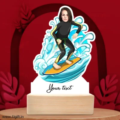 Surfing lady caricature gift, Surf riding lady gift idea, Personalized Unique present for surf rider