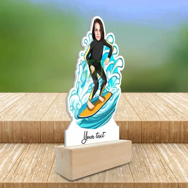 Surfing lady caricature gift, Surf riding lady gift idea, Personalized Unique present for surf rider - Image 2
