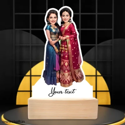 Tradition outfit caricature gift for female friend , trendy gift for female besty, Best present for Lady colleague