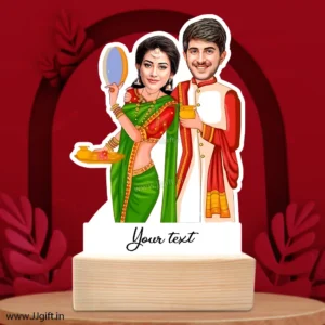 Unique Persoanlized krva chauth gift, Best krva-chauth caricature gift