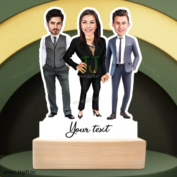 3 Friend caricature gift in Professional outfit