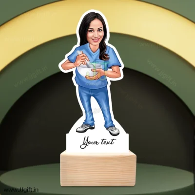 Ayurveda doctor caricature gift for female