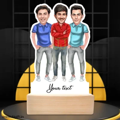 Best male friend group caricature gift for 3 person