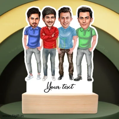 Best male friend group caricature gift for 4 person