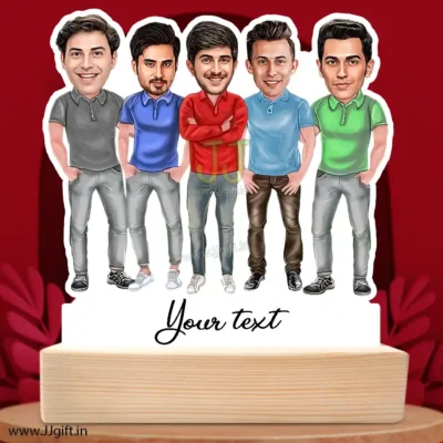 Best male friend group caricature gift for 5 person