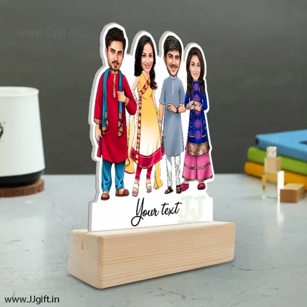 Traditional outfit caricature gift for 4 friends - Image 2
