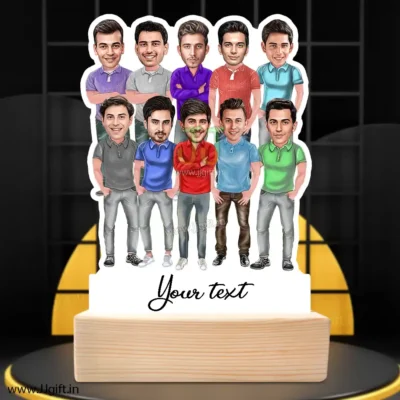 Best male friend group caricature gift for 10 person