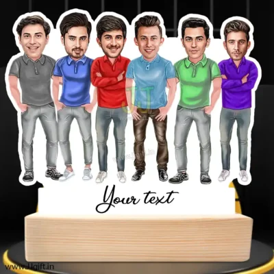 Best male friend group caricature gift for 6 person