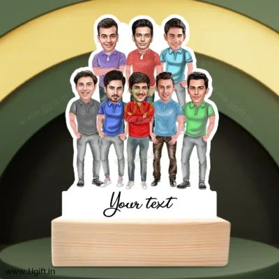 Best male friend group caricature gift for 8 person