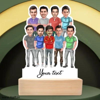 Best male friend group caricature gift for 9 person
