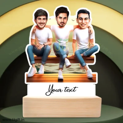 Standee caricature gift for 3 male friends, Unique present for 3 Best friends