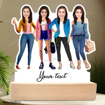 Caricature standee gift for 4 stylish female friends, Best gift 4 female frineds, Unique gift idea for 4 female friends