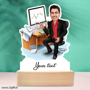 Caricature standee gift for stock market trader, stock trader gift idea