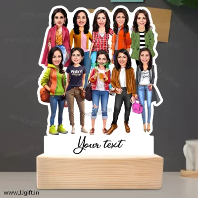 Personalized Caricature gift idea for Female friends group for 10 person