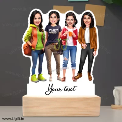 Personalized Caricature gift idea for Female friends group for 4 person