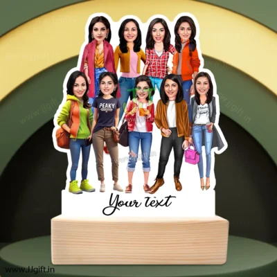 Personalized Caricature gift idea for Female friends group for 9 person