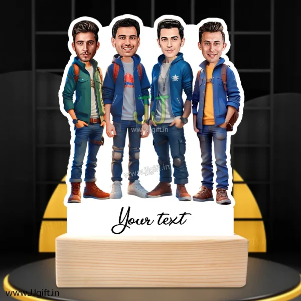 Personalized Caricature gift idea for Male friends group for 4 person