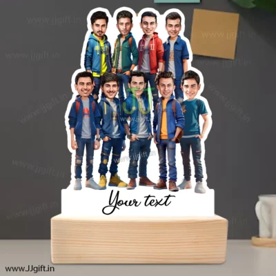 Personalized Caricature gift idea for Male friends group for 9 person