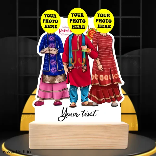 Rakshabandhan caricature gift for 1 brother and 2 sister , Personalized rakshabandhan caricature gift - Image 2