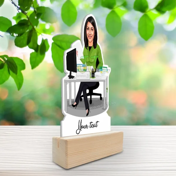 Caricature for Young girl work in laptop, Personalized standee gift for corporate working girl - Image 2