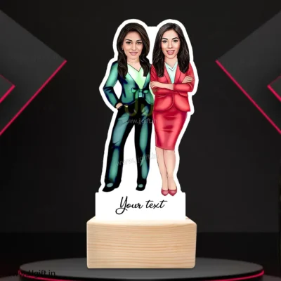 Caricature gift ideas for a group of 2 girls, Unique personalized standee for women group