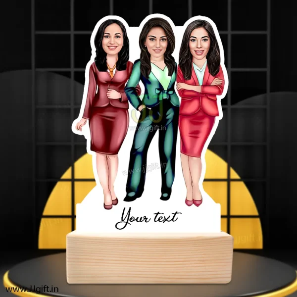 Caricature gift ideas for a group of 3 girls, Unique personalized standee for women group