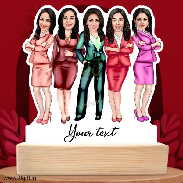 Caricature gift ideas for a group of 5 girls, Unique personalized standee for women group