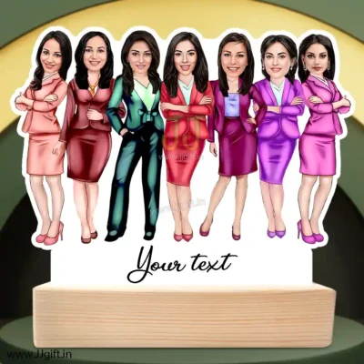 Caricature gift ideas for a group of 7 girls, Unique personalized standee for women group