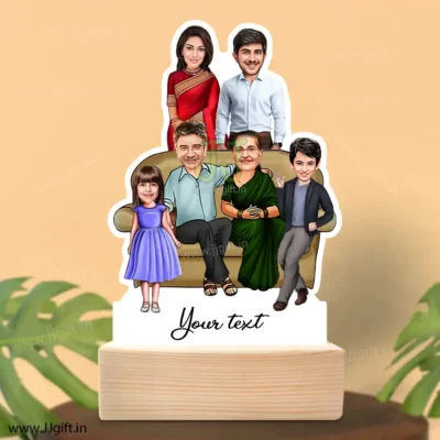 Family photo cartoon gift for 1 boy and 1 girl