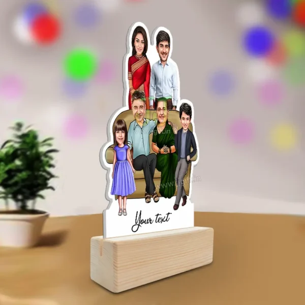 Family photo cartoon gift with 1 boy and 1 girl - Image 2
