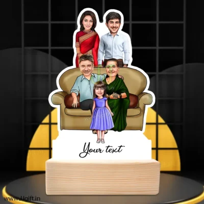 Family photo cartoon gift with 1 girl