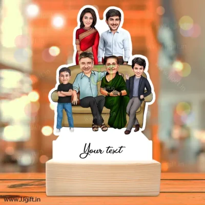 Family photo cartoon gift with 2 boy