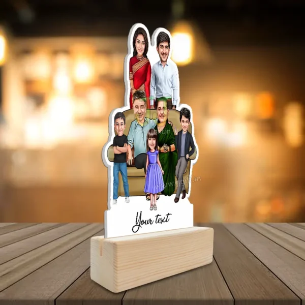 Family photo cartoon gift with 2 boy and 1 girl - Image 2