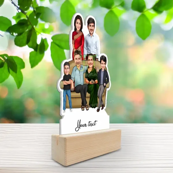 Family photo cartoon gift with 2 boy - Image 2