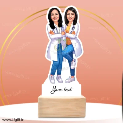 Female doctor caricature gift group of 2, unique gift for doctor group