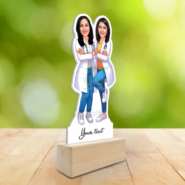 Female doctor caricature gift group of 2, unique gift for doctor group - Image 2