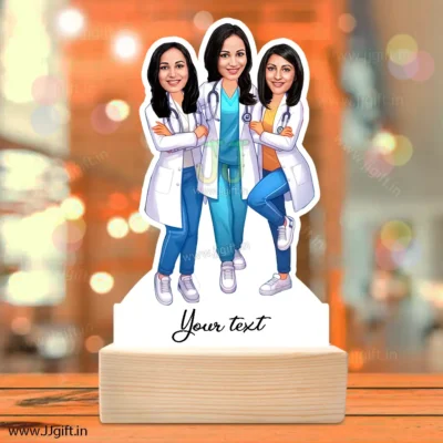 Female doctor caricature gift group of 3, unique gift for doctor group