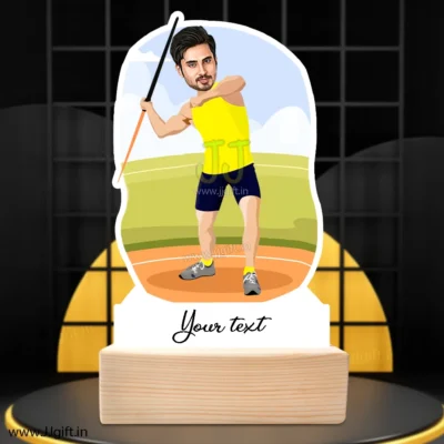 Personalized javelinist standee award gift, javelinist caricature gift, Javeline throw person gift idea