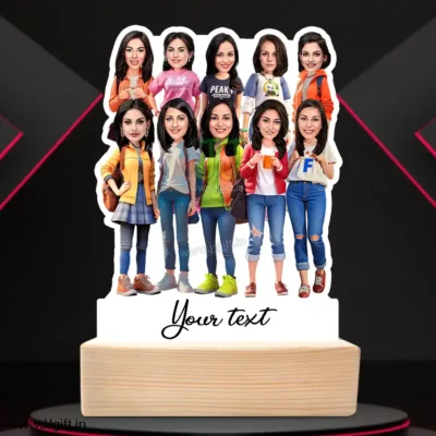 1 to 10 Female Frined Group Caricature Standee in Western outfit, Personalized 10 Female Group Standee Gift in Western Outfit