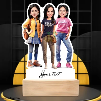 1 to 10 Female Frined Group Caricature Standee in Western outfit, Personalized 3 Female Group Standee Gift in Western Outfit
