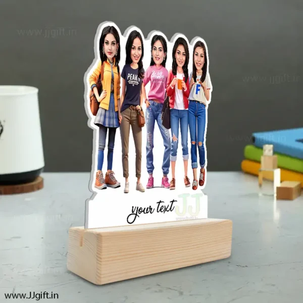 1 to 10 Female Frined Group Caricature Standee in Western outfit, Personalized 5 Female Group Standee Gift in Western Outfit - Image 2