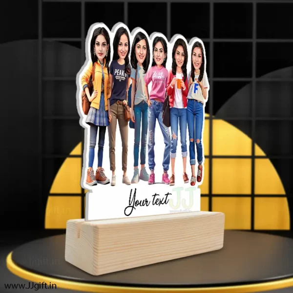 1 to 10 Female Frined Group Caricature Standee in Western outfit, Personalized 6 Female Group Standee Gift in Western Outfit - Image 2