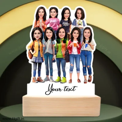 1 to 10 Female Frined Group Caricature Standee in Western outfit, Personalized 9 Female Group Standee Gift in Western Outfit