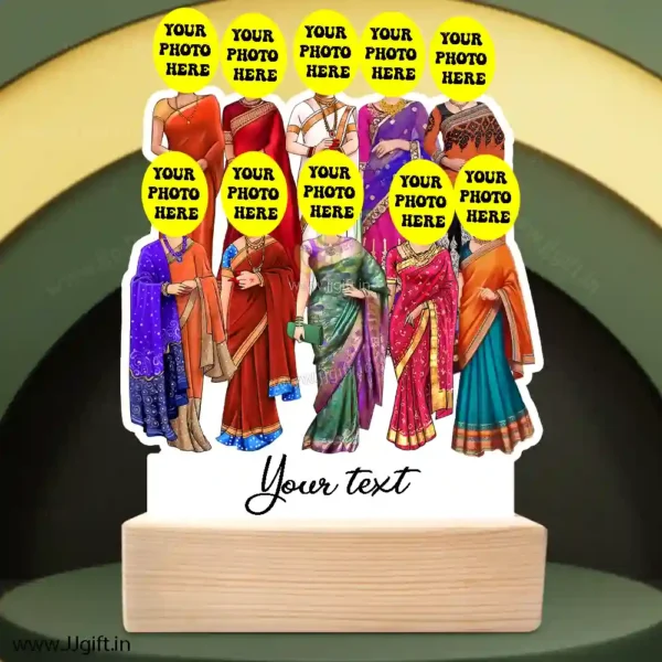 10 Lady in saree group caricature gift, Saree outfit female group caricature - Image 3