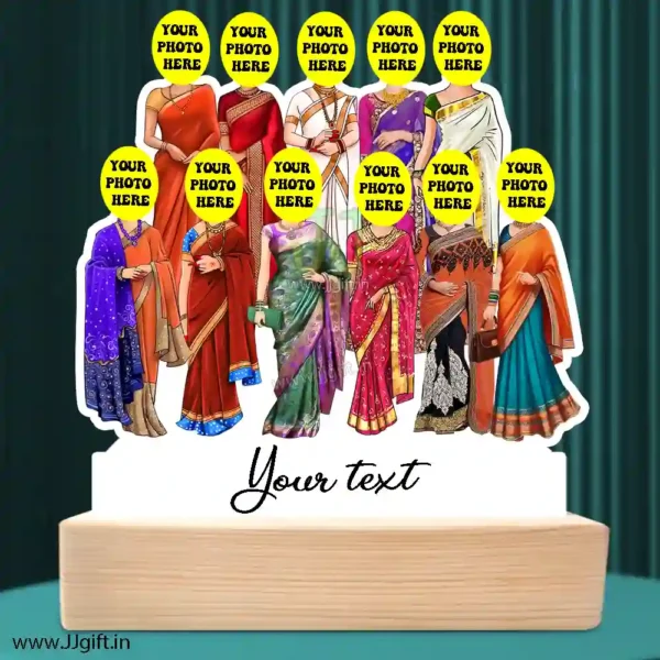 11 Lady in saree group caricature gift, Saree outfit female group caricature - Image 3