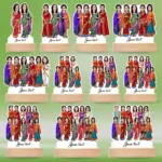 2 Lady in saree group caricature gift, Saree outfit female group caricature