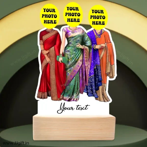 3 Lady in saree group caricature gift, Saree outfit female group caricature - Image 3