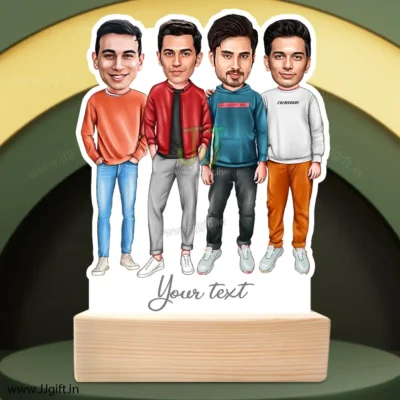 4 Male Friend Caricature Gift, Best Standee Gift For 4 Male Friends
